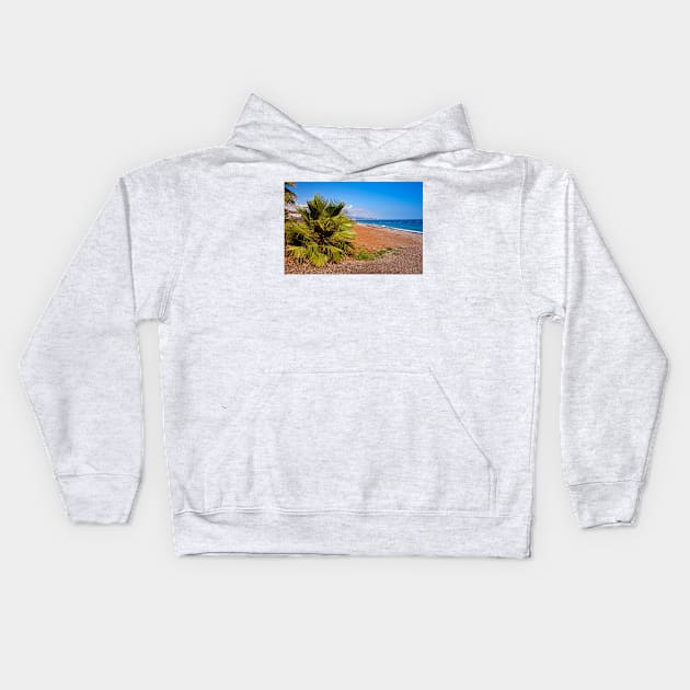 Palm trees Torrox Costa Del Sol Andalusia Costa Spain Kids Hoodie by AndyEvansPhotos